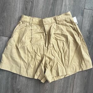 Gap High Rise Linen-Cotton Pleated Shorts